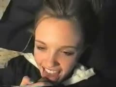 My load is taken on her face by my adorable, golden-haired student amateur wife.